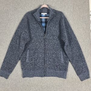 Thomas Payne UK Collection Full Zip Tweed Sweater Blue Men's Lg